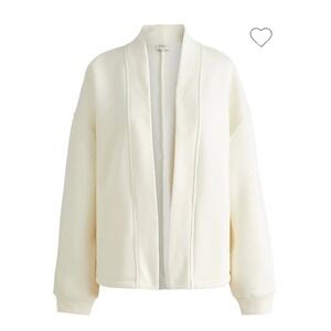 J.Crew Women Medium Ivory Knit Cardigan Open Front Fleece Lined Pockets CL515